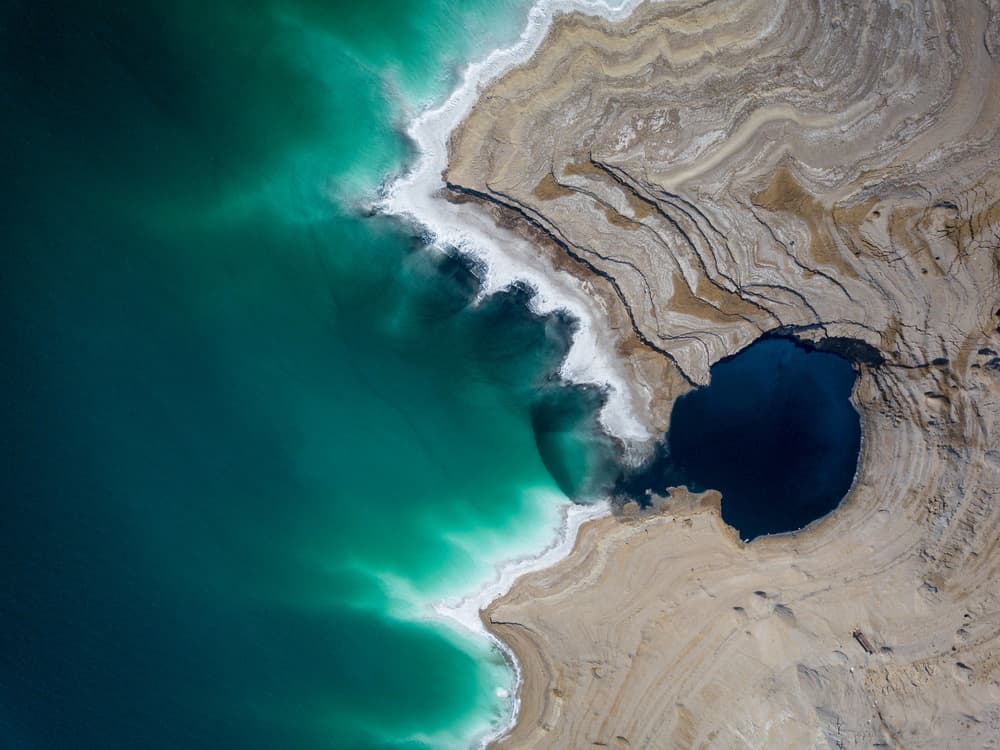 Aerial Dead Sea Sinkhole by Tomer Eliash — canvas wall art