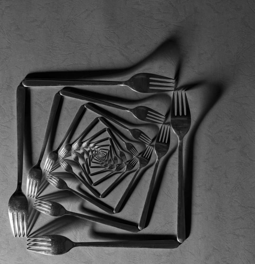 Monochrome Fork Spiral by Wieteke de Kogel — canvas wall art