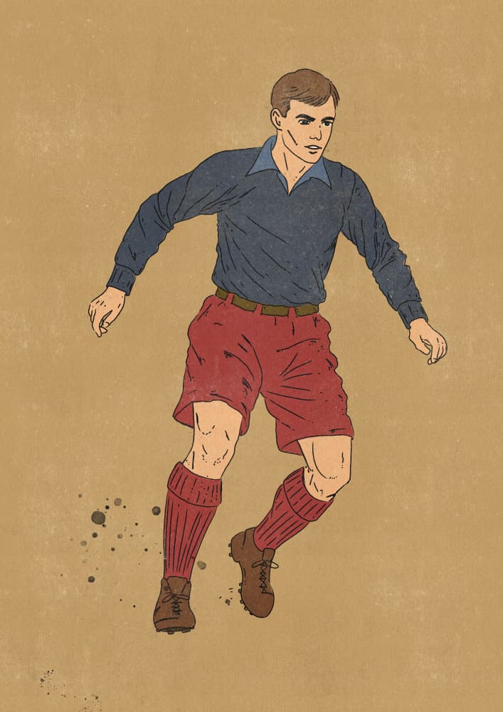 Vintage Soccer Player by Nicholas — canvas wall art