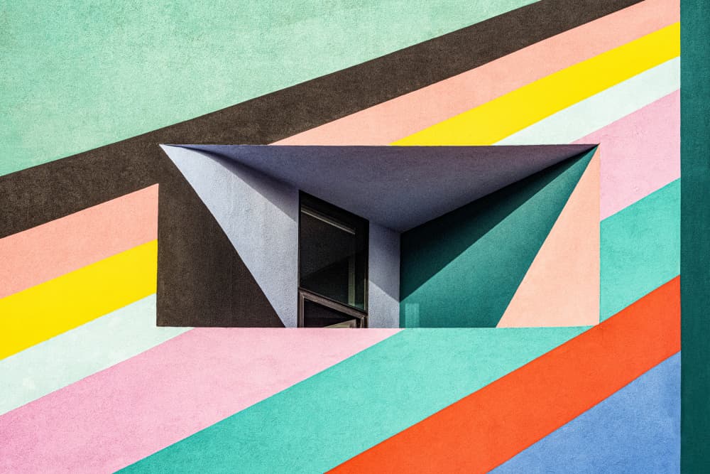 Vibrant Geometric Facade by Linda Wride — canvas wall art