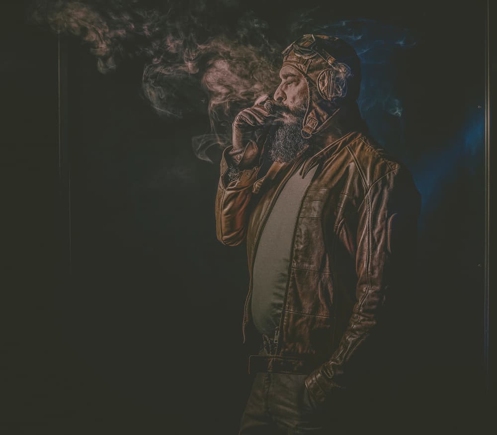 Vintage Pilot Smoking Cigar by gNo — canvas wall art