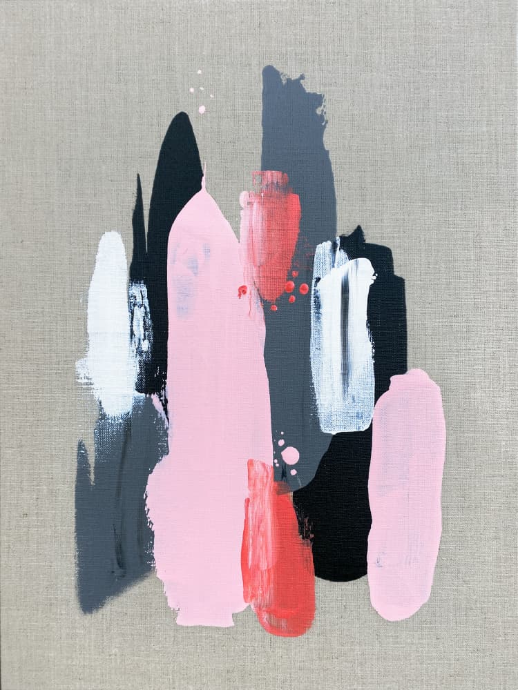 Abstract Pink Gray Strokes by Alyson Storms — canvas wall art