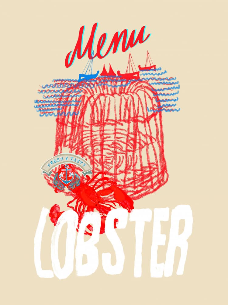 Fresh Lobster Menu by cartissi — canvas wall art
