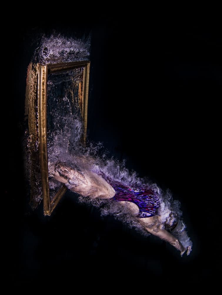 Swimmer Diving Through Frame by Ken Kiefer — canvas wall art