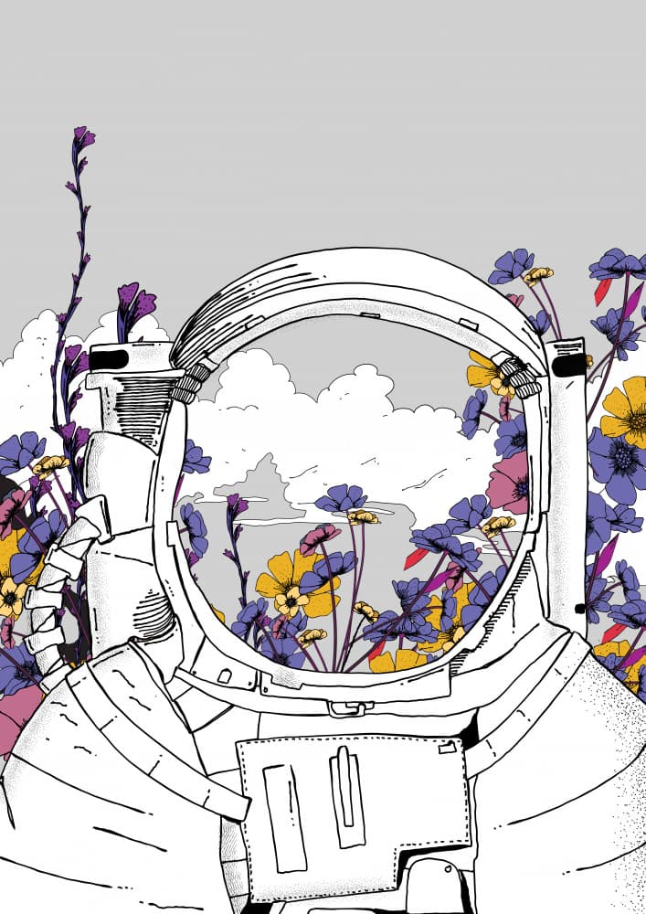 Astronaut Floral Vision by Nicholas — canvas wall art