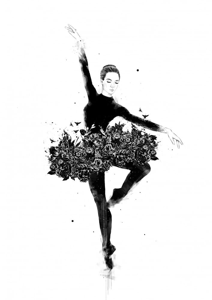 Black Floral Ballet by Balazs Solti — canvas wall art