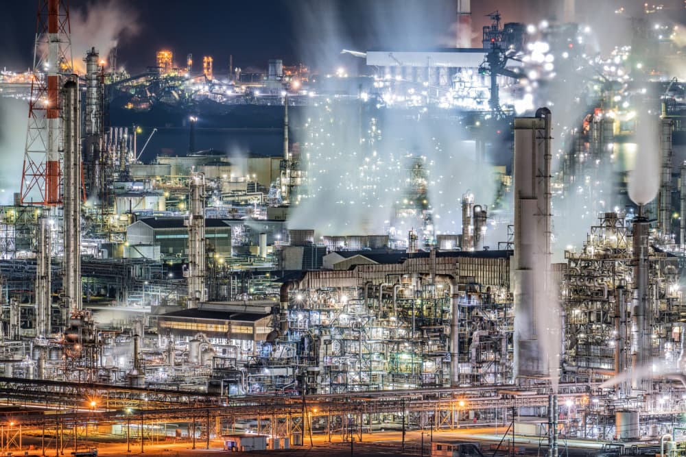 Glowing Industrial Complex by Kobayashi Tetsurou — canvas wall art