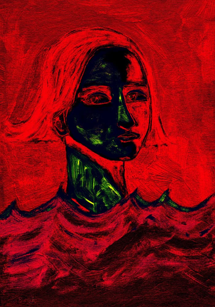 Woman in Red Waves by Sharyn Bursic — canvas wall art