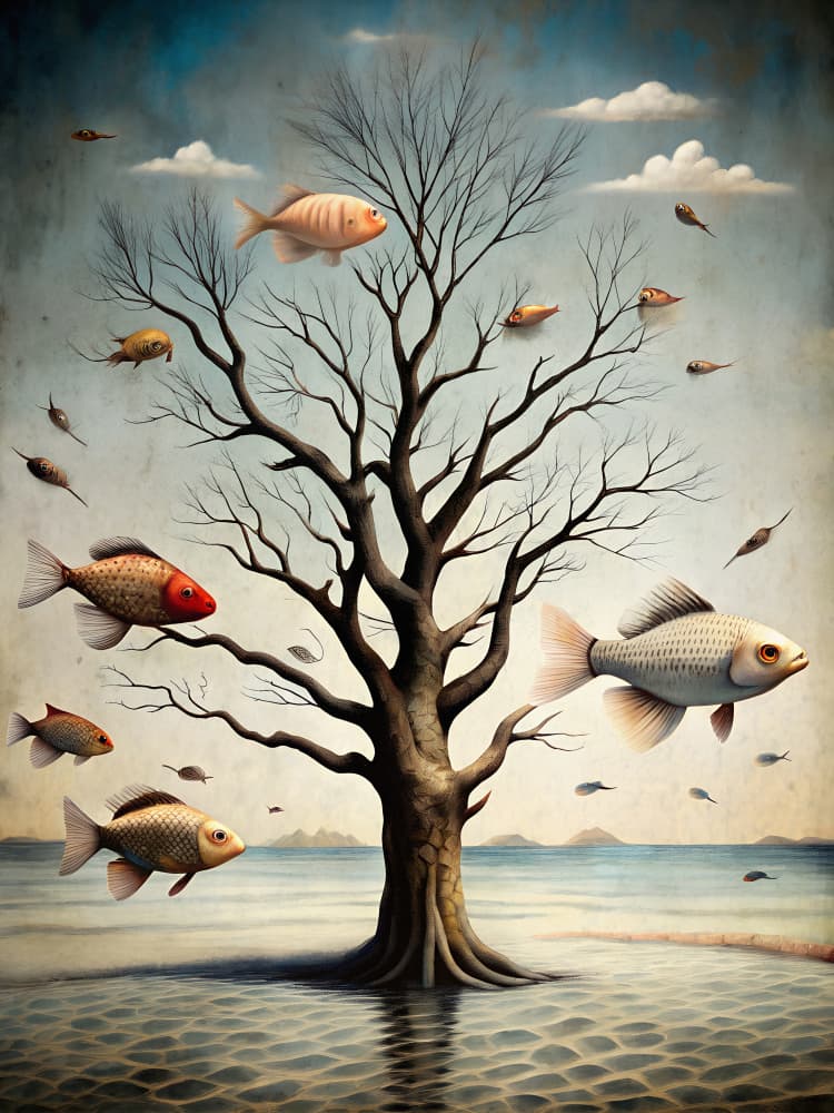 Flying Fish Tree by Miguel Bruzual — canvas wall art