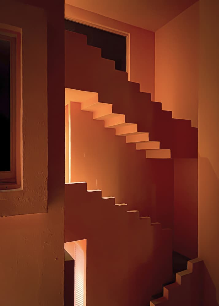 Warm Geometric Staircase by Fran Ortega — canvas wall art
