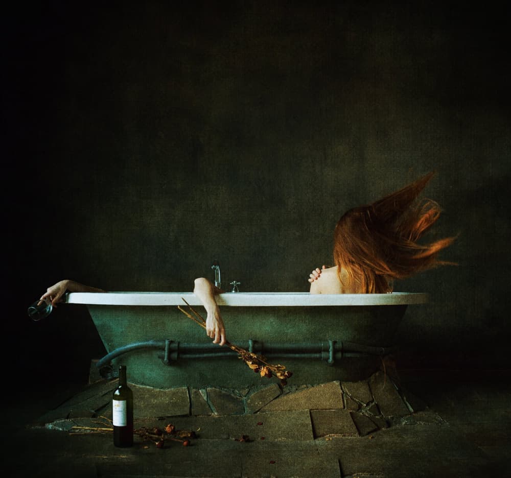 Moody Bath Moment by Nick Amanda — canvas wall art
