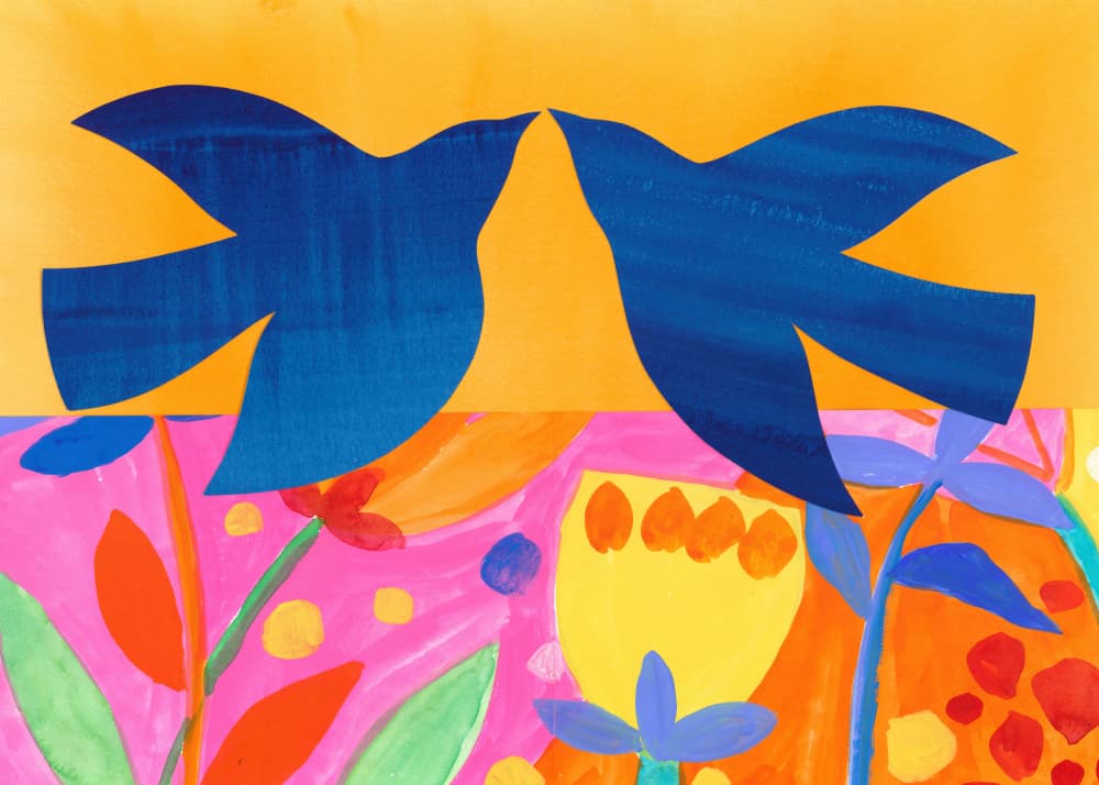 Love Birds Abstract Cut Out by Isabelle Brent — canvas wall art