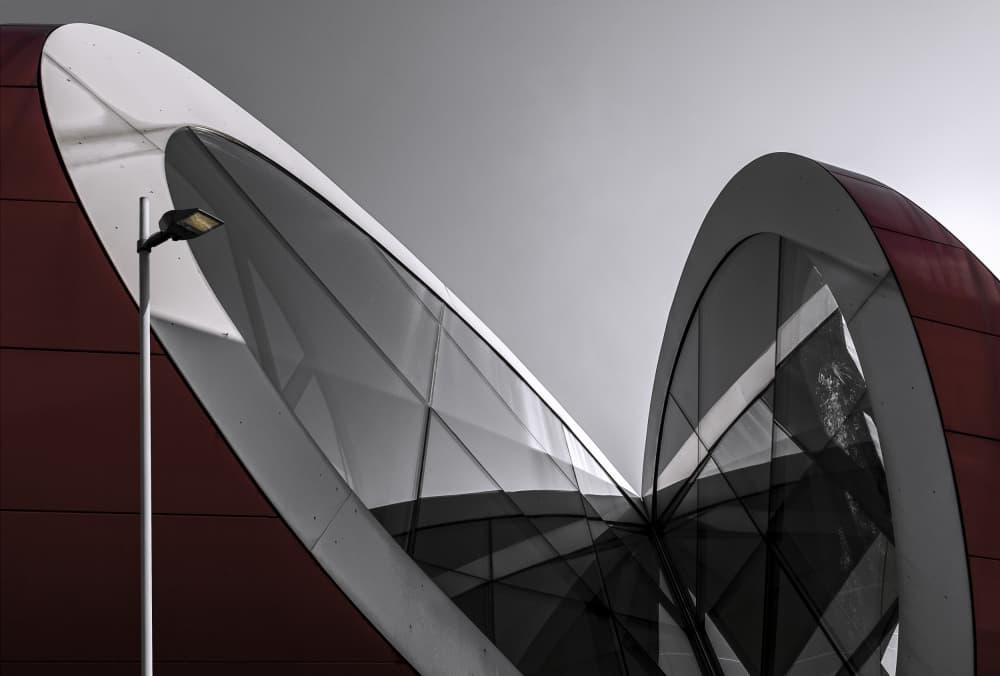Red Urban Curves by Wim Schuurmans — canvas wall art
