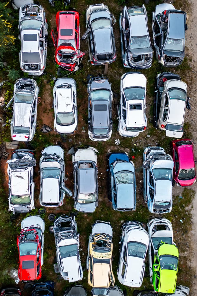 Aerial Car Graveyard by Gilad Topaz — canvas wall art
