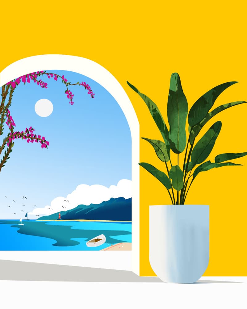 Tropical Archway Ocean View by Uma Gokhale — canvas wall art
