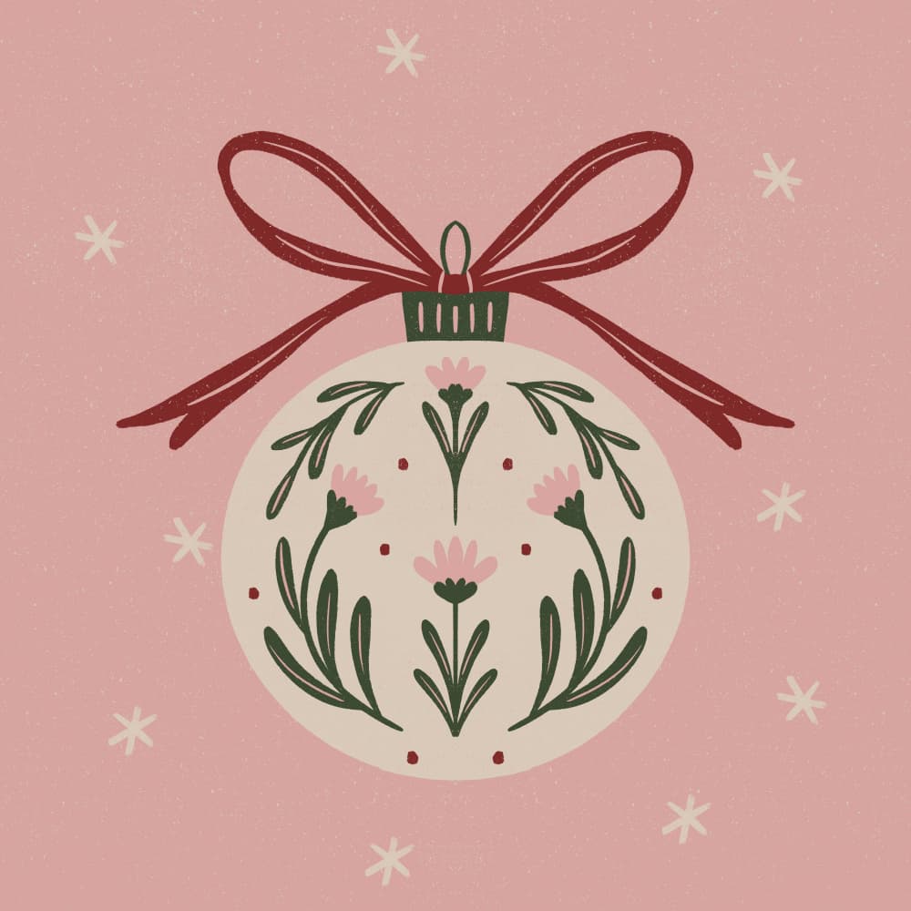 Floral Christmas Ornament by Angela Minca — canvas wall art