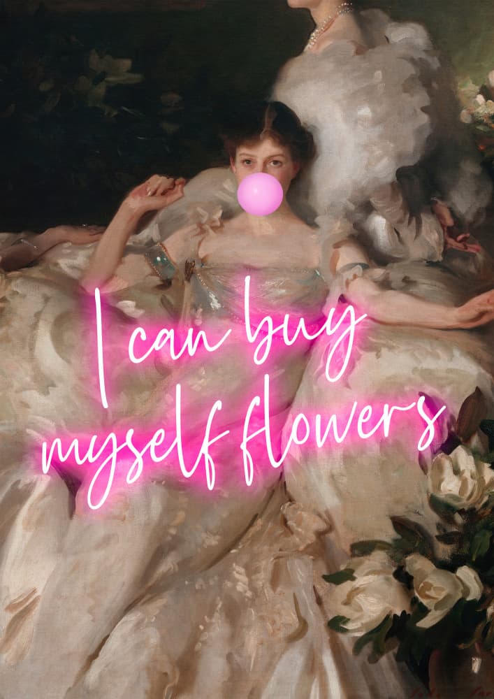 Elegant Bubblegum Portrait by Talitha McQueen — canvas wall art