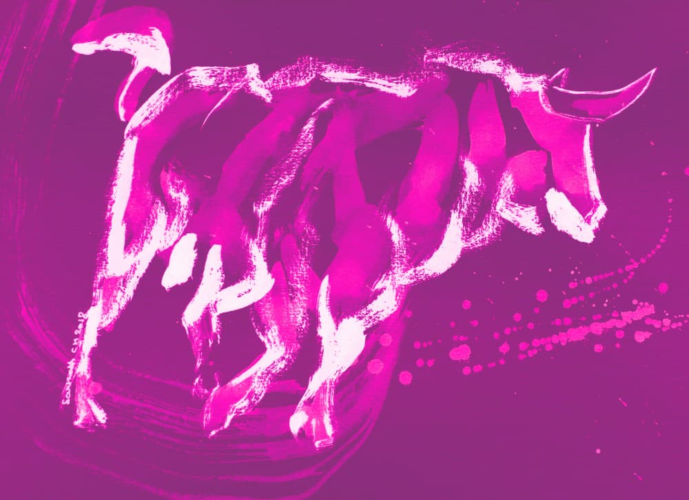 Powerful Magenta Bull by Santhosh ch — canvas wall art