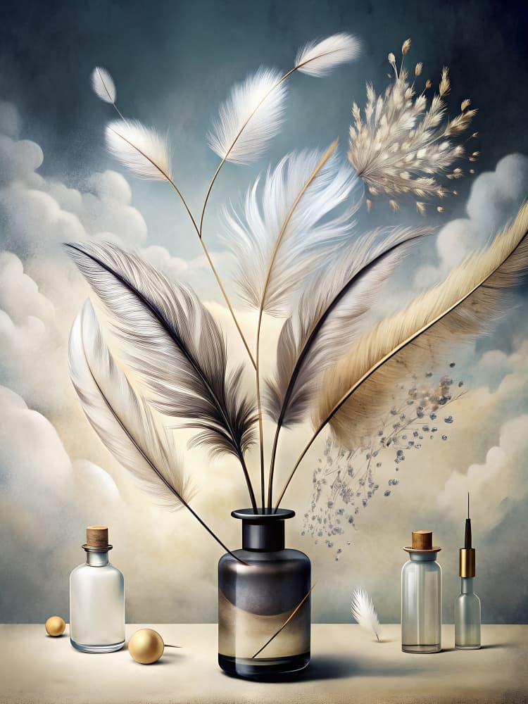 Ethereal Feather Bouquet by Miguel Bruzual — canvas wall art