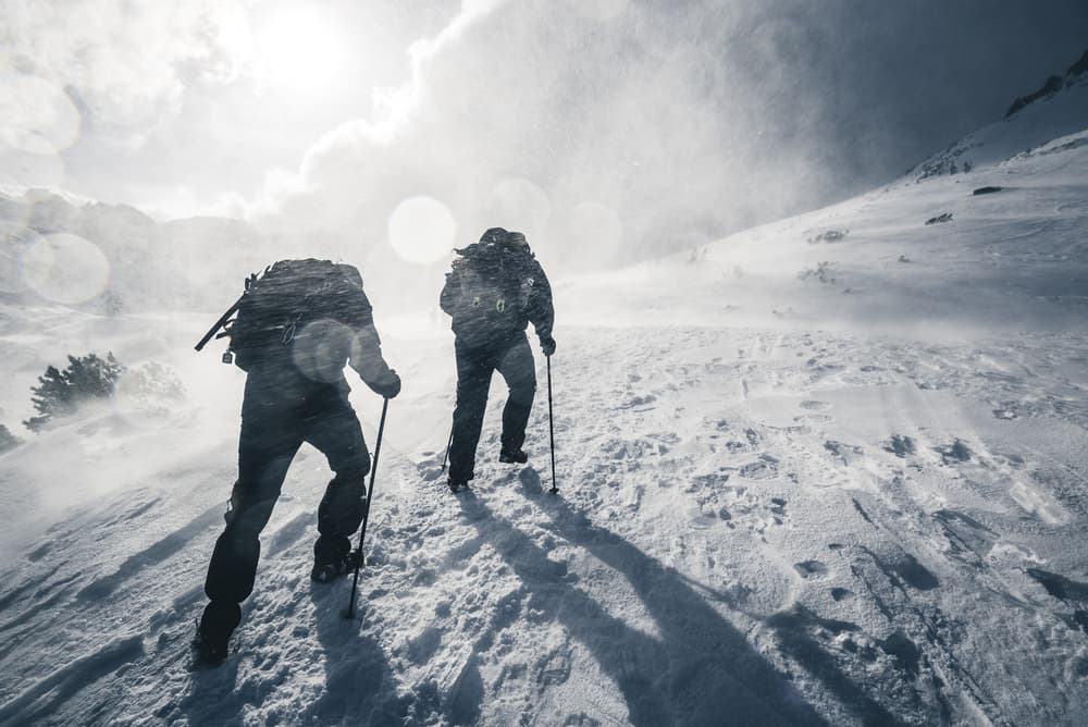 Hikers In Blizzard Sun by Witold Ziomek — canvas wall art