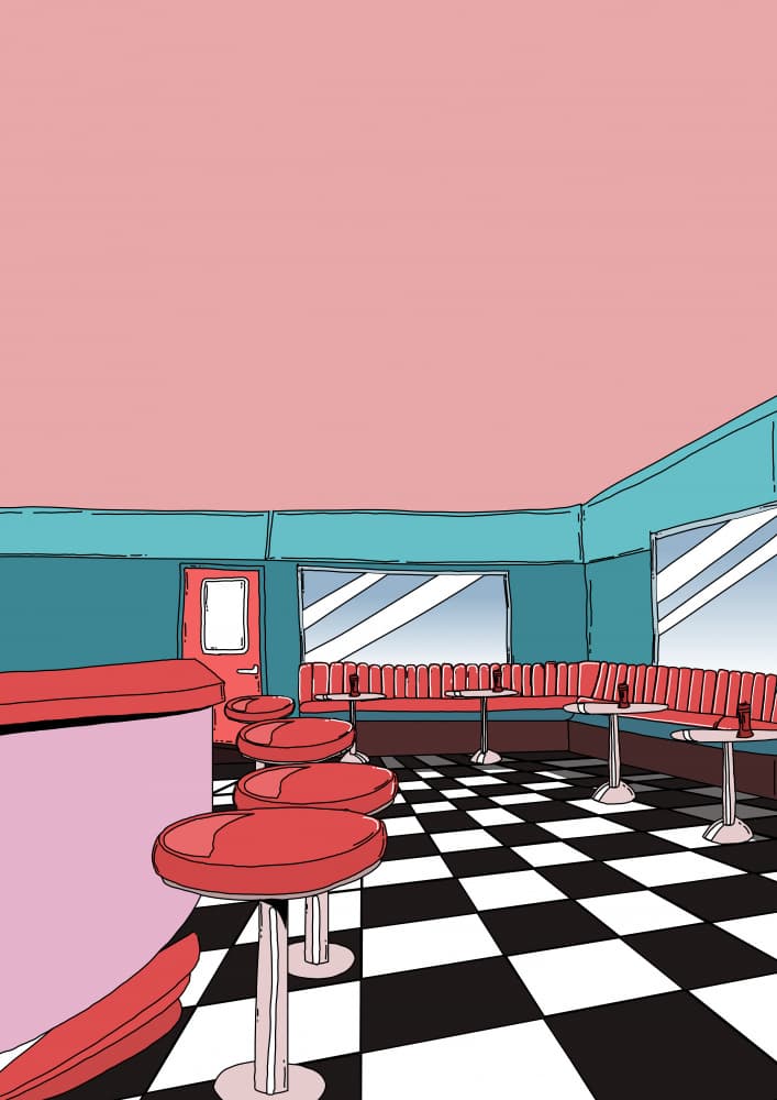 Colorful Retro Diner by Nicholas — canvas wall art