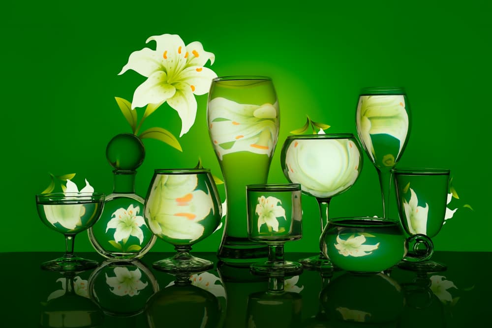Green Glass Lilies by Lydia Jacobs — canvas wall art
