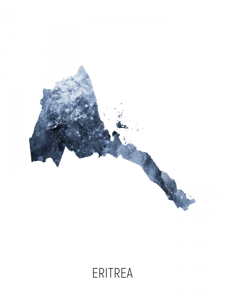 Eritrea Blue Map by Michael Tompsett — canvas wall art