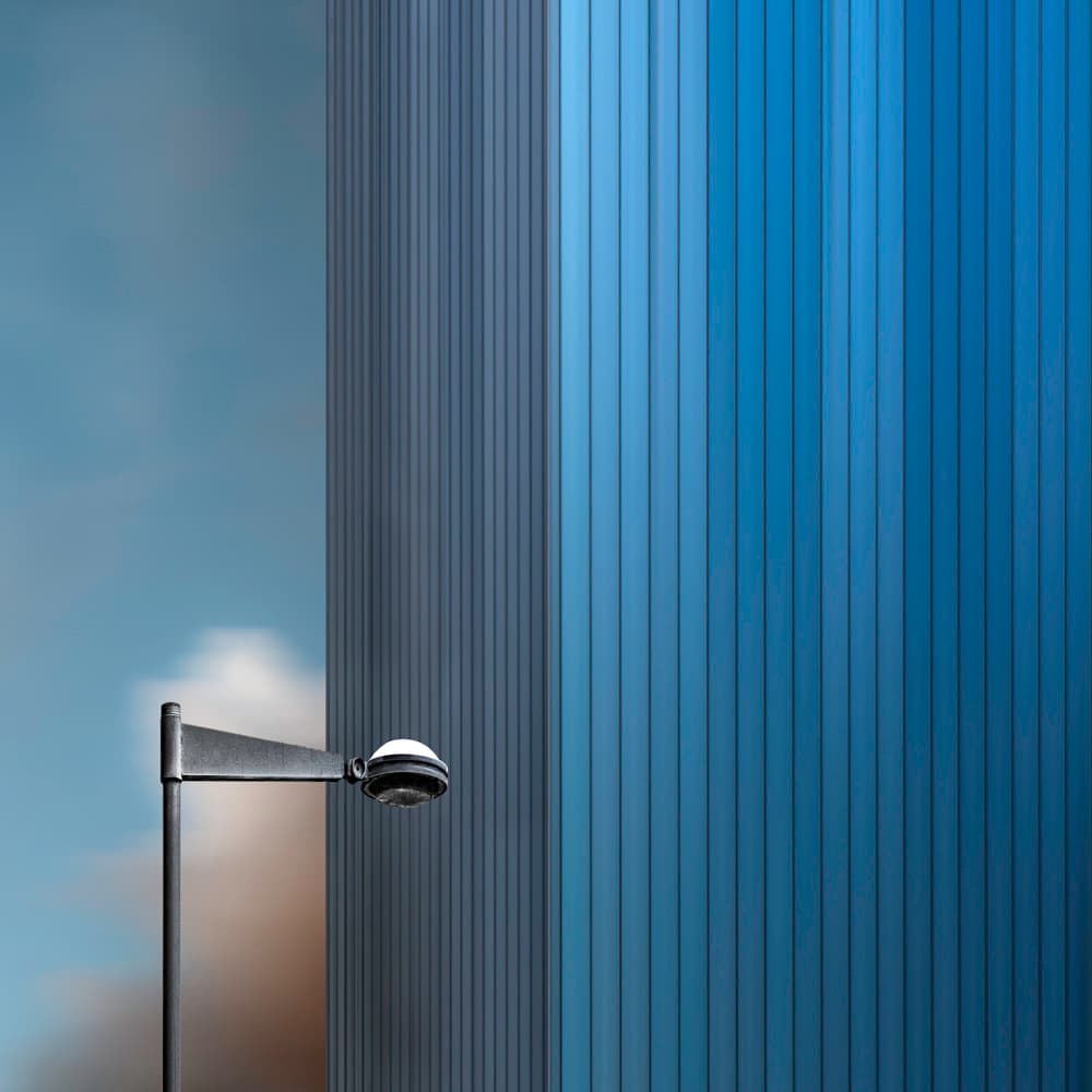 Modern Blue Facade by Gilbert Claes — canvas wall art