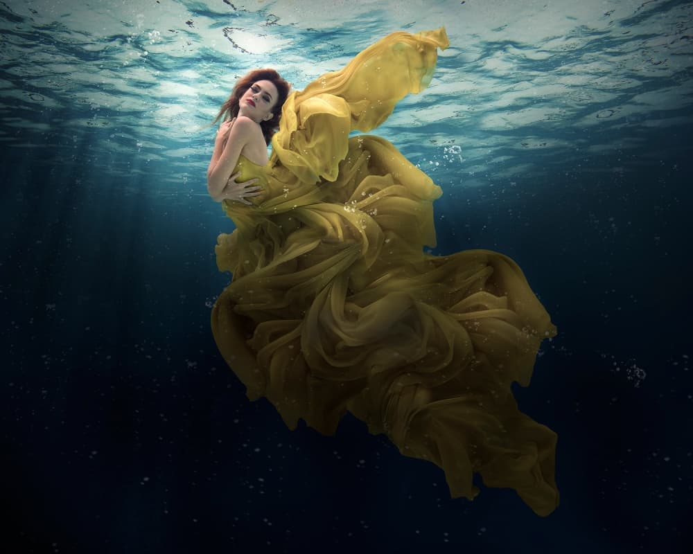 Golden Flow Underwater by Martha Suherman — canvas wall art