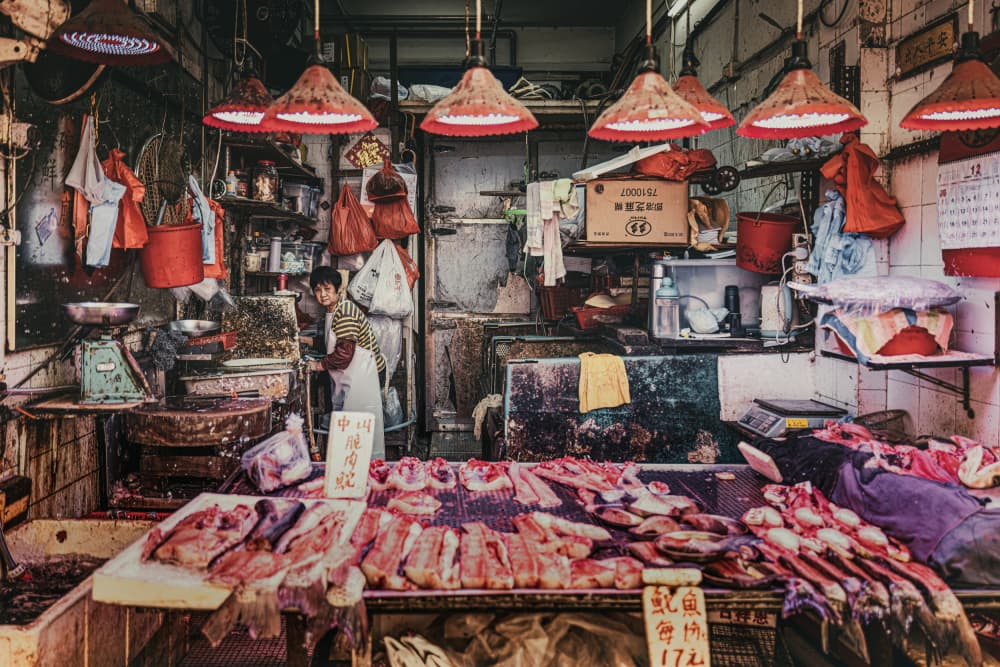 Hong Kong Butcher Shop by Marco Tagliarino — canvas wall art
