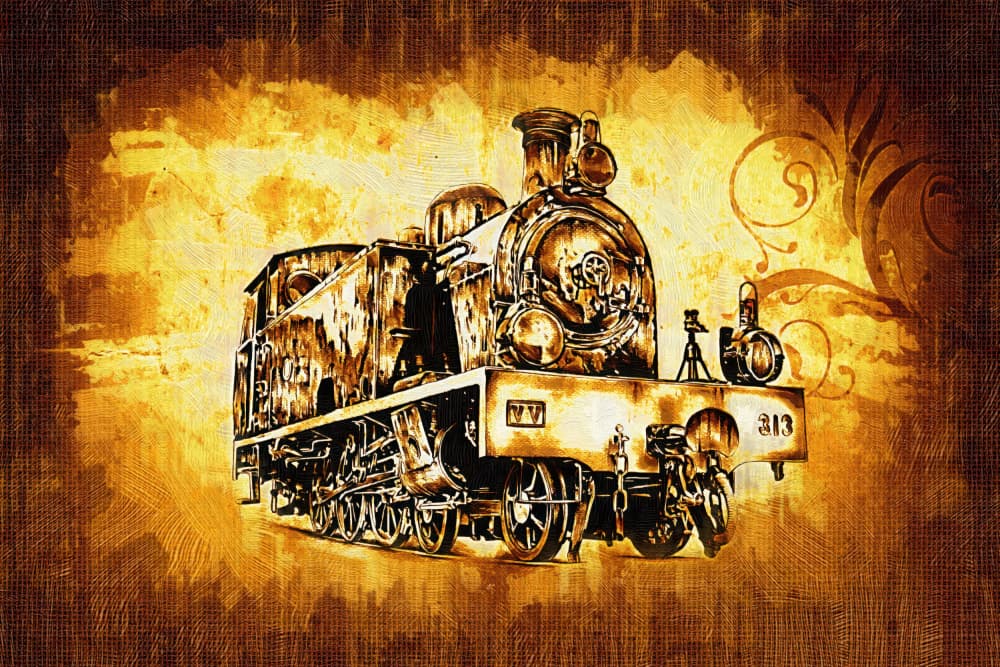 Golden Steam Train by Rafal Kulik — canvas wall art
