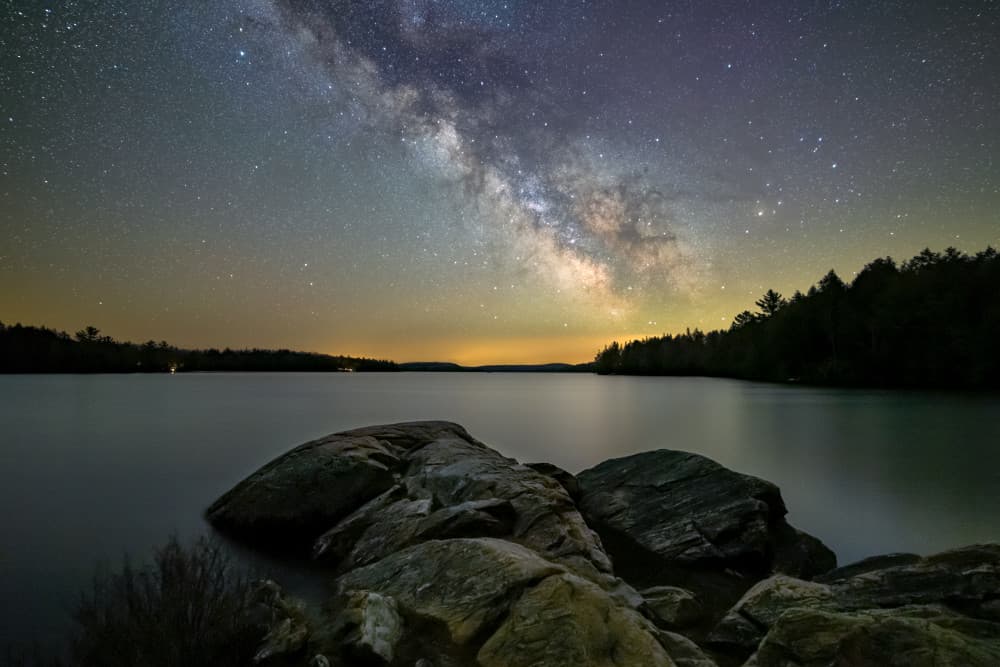 Milky Way Over Lake by Tengyu Cai — canvas wall art