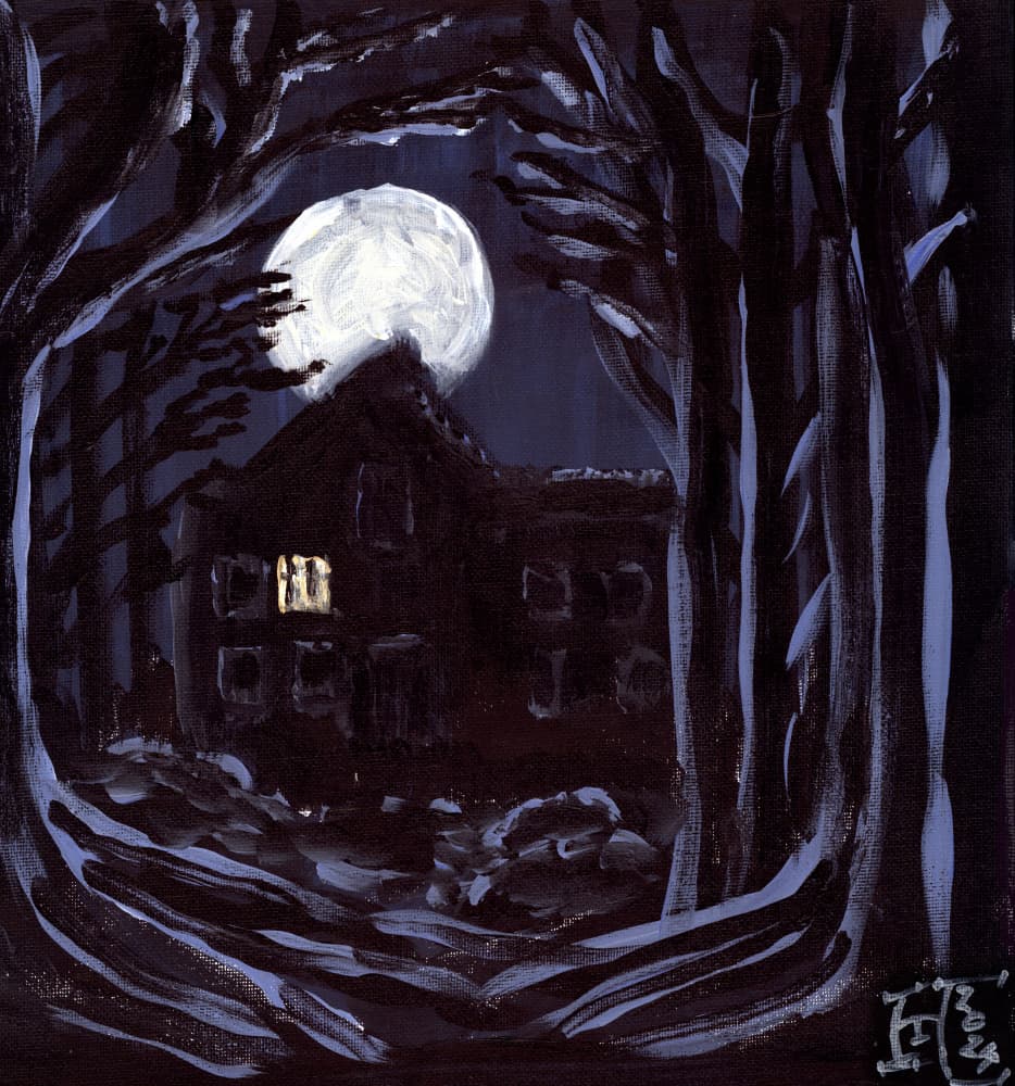 Moonlit Haunted House by Tim Hoinkis — canvas wall art