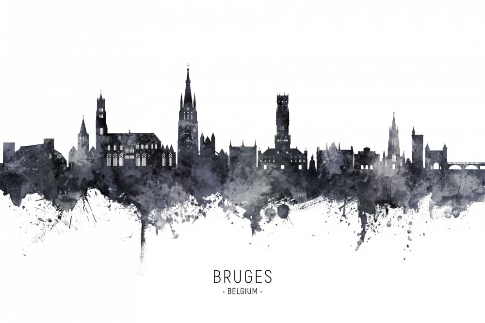 Bruges Belgium Skyline by Michael Tompsett — canvas wall art