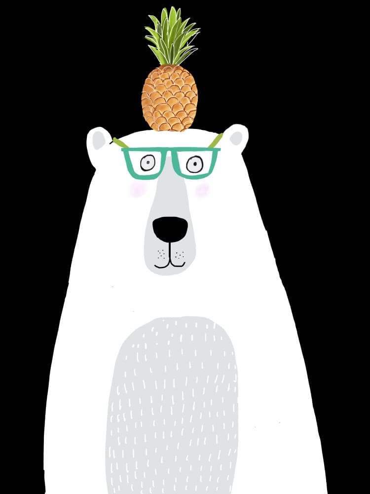 Whimsical Bear Pineapple Glasses by Carla Daly — canvas wall art