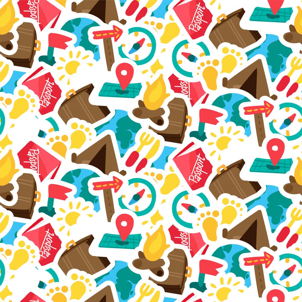 Adventure Travel Pattern by Marika Barsrsind — canvas wall art
