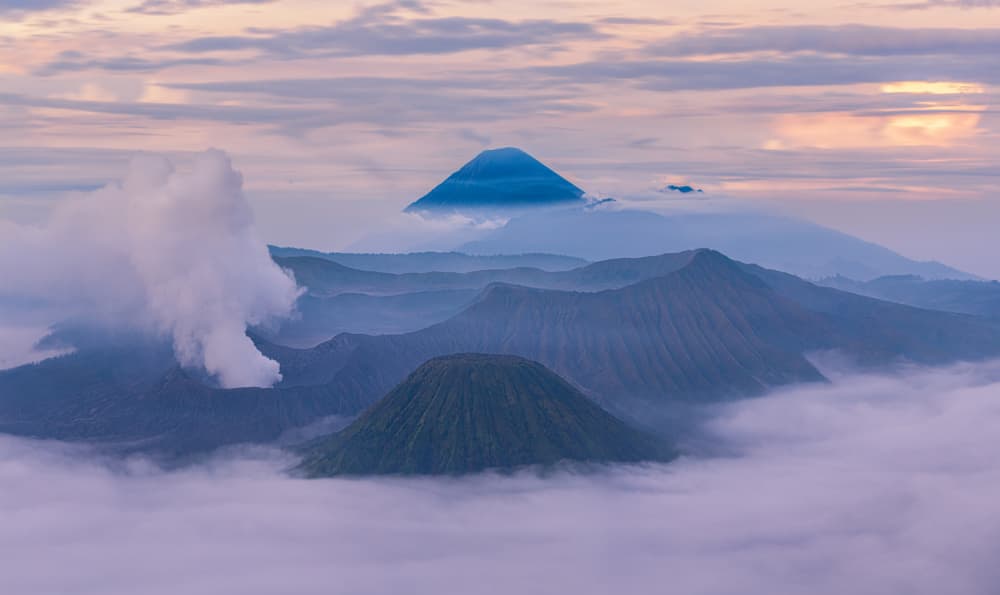 Misty Volcanic Peaks by YY DB — canvas wall art