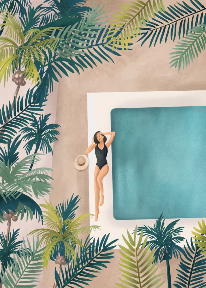 Tropical Pool Day by Nadjaa — canvas wall art