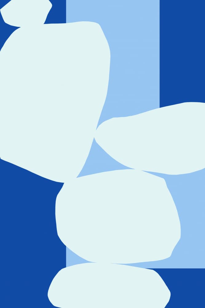 Serene Blue Shapes by Treechild — canvas wall art
