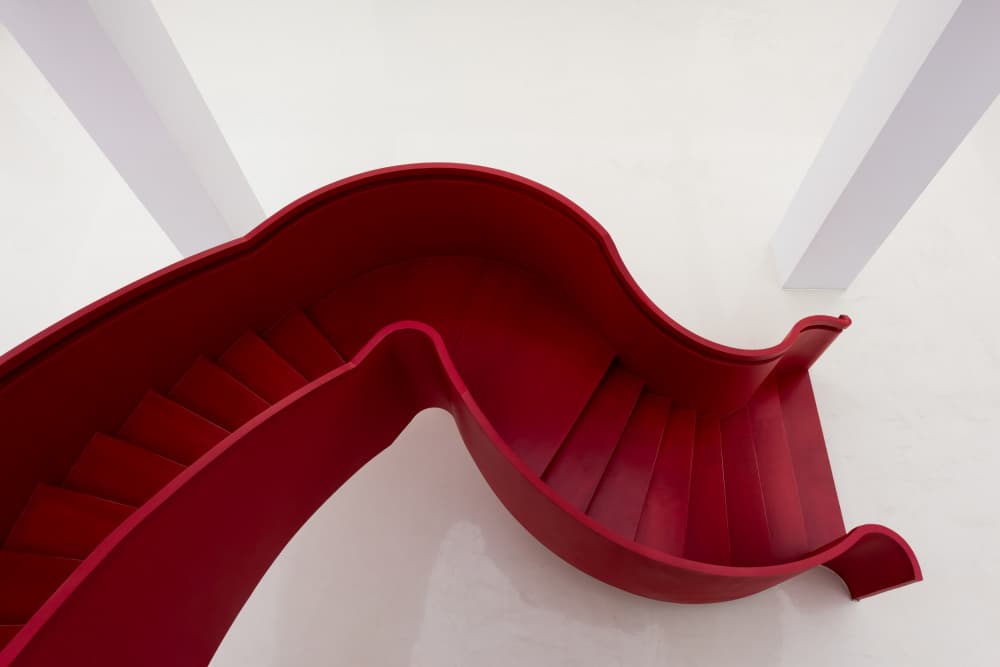 Sculptural Red Staircase by konglingming — canvas wall art