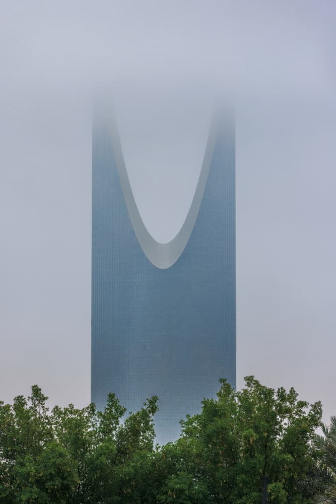 Foggy Riyadh Skyscraper by Moath Alhamed — canvas wall art