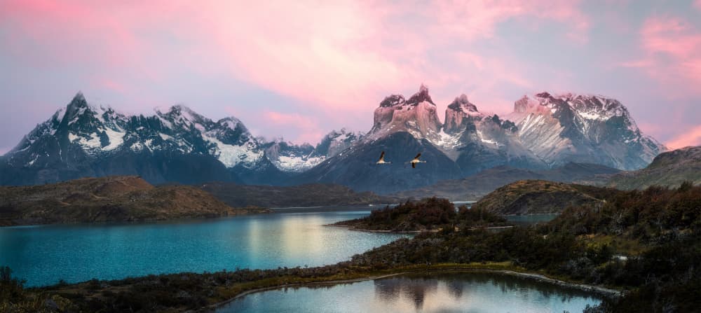 Pink Mountain Sunset by Allen SDCA — canvas wall art