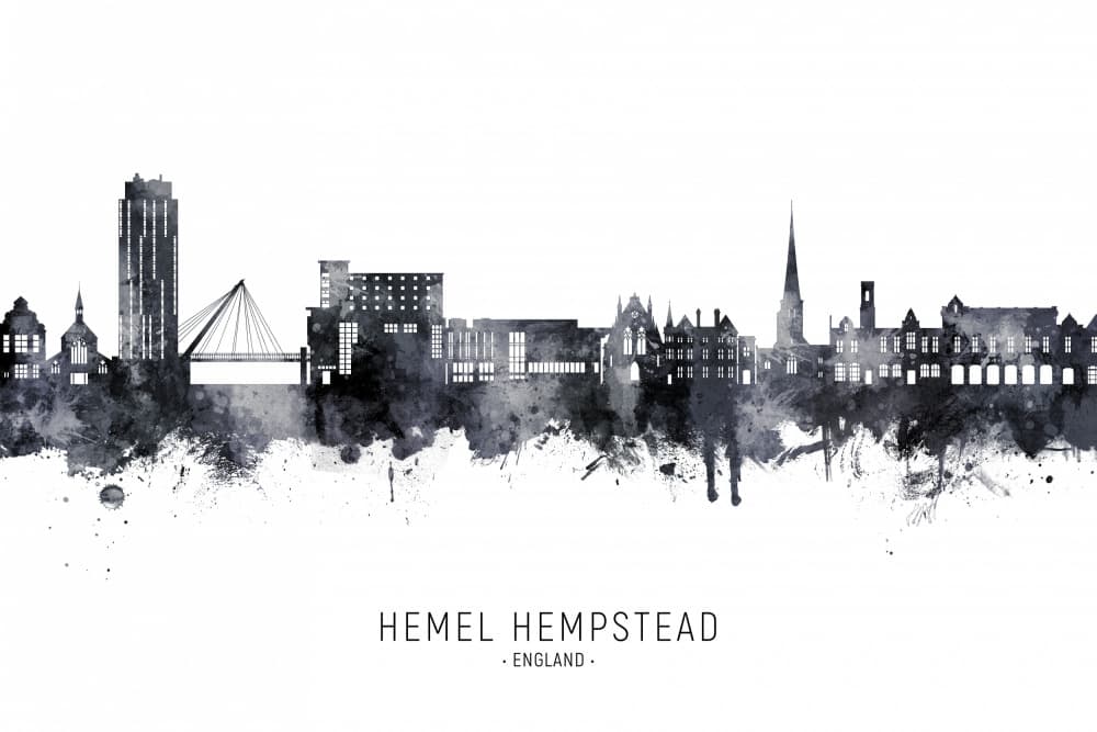 Hemel Hempstead Urban Skyline by Michael Tompsett — canvas wall art