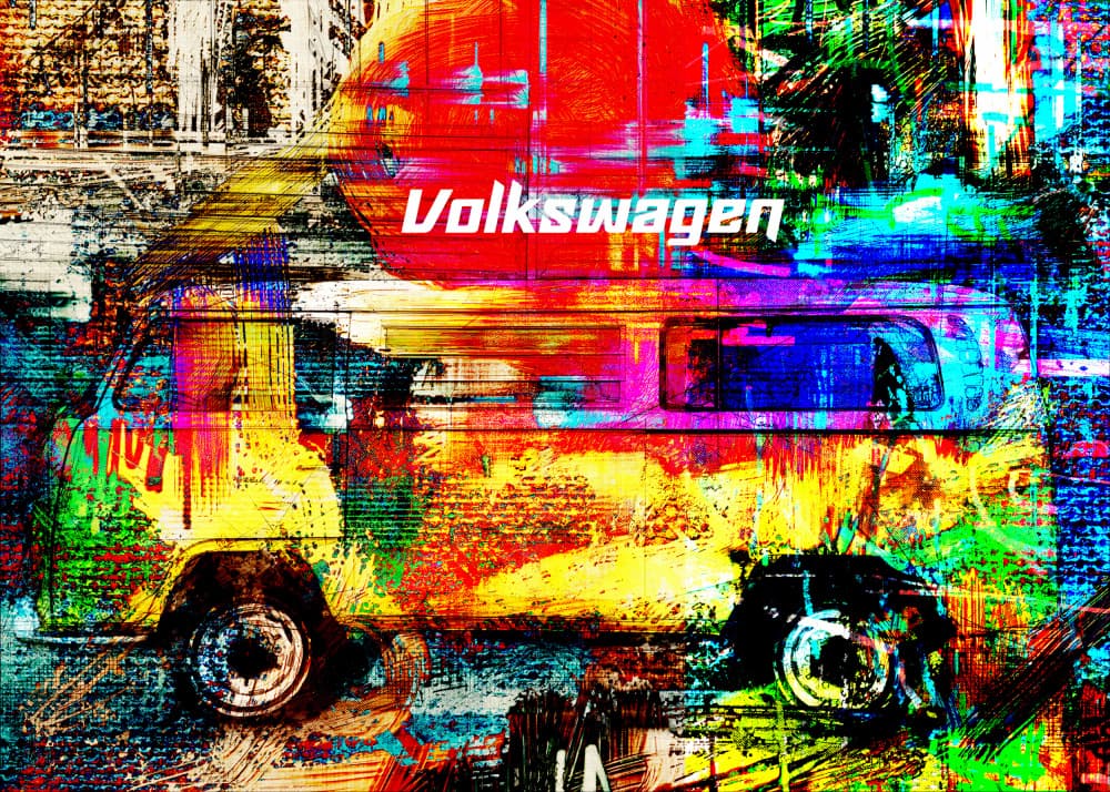 Vibrant Urban Bus by Lembayung senja studio [Vintage Poster] — canvas wall art