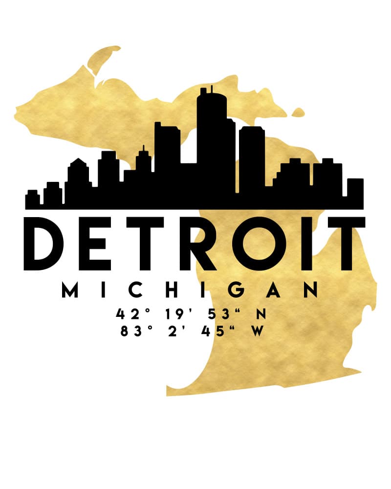 Golden Detroit Michigan by Emiliano Deificus — canvas wall art