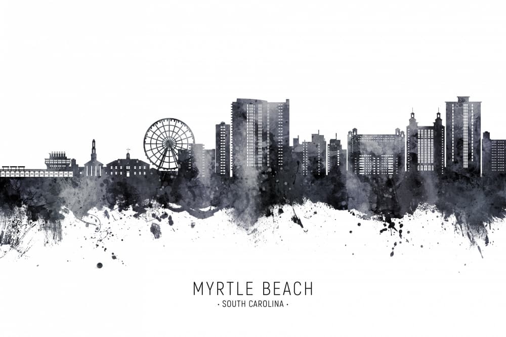 Myrtle Beach City Skyline by Michael Tompsett — canvas wall art