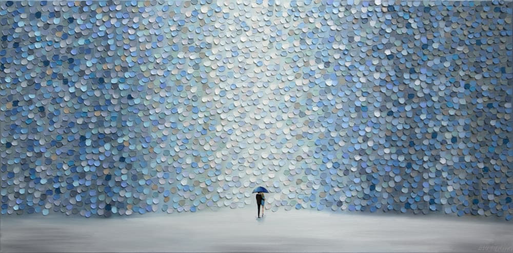 Walking in Blue Rain by Ekaterina Ermilkina — canvas wall art