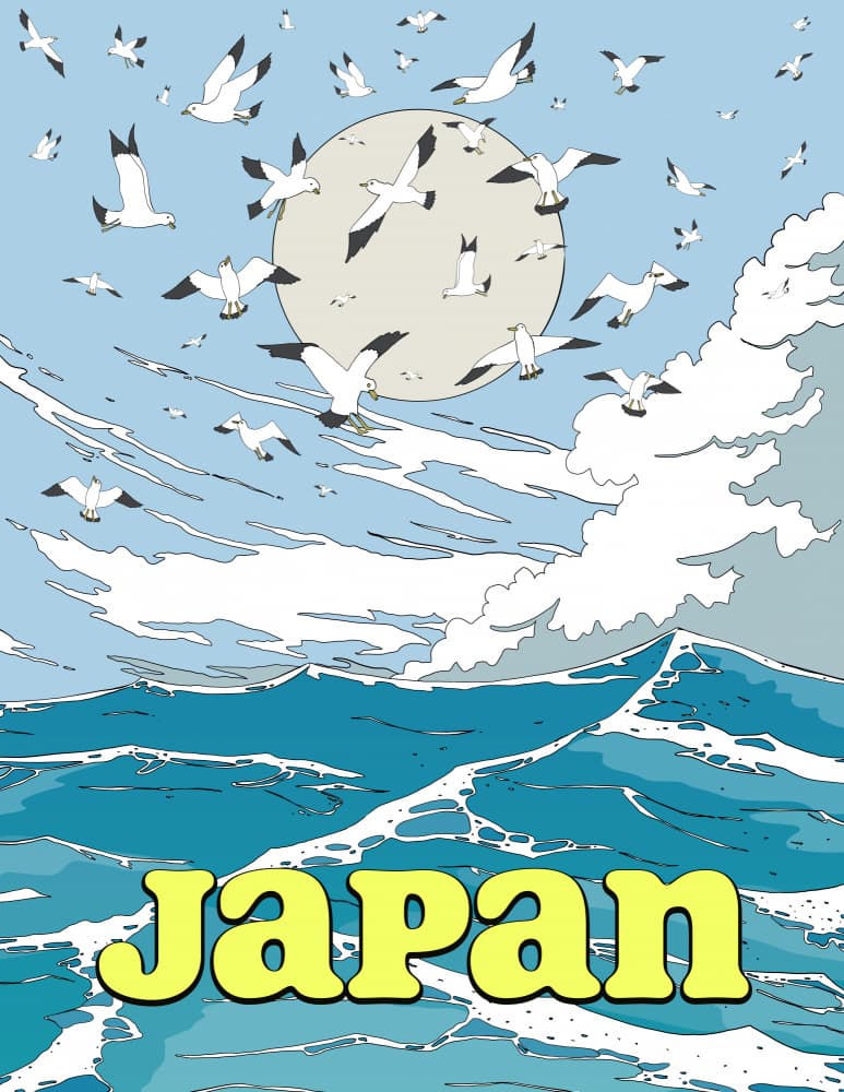 Japan Ocean Moon by Nicholas — canvas wall art