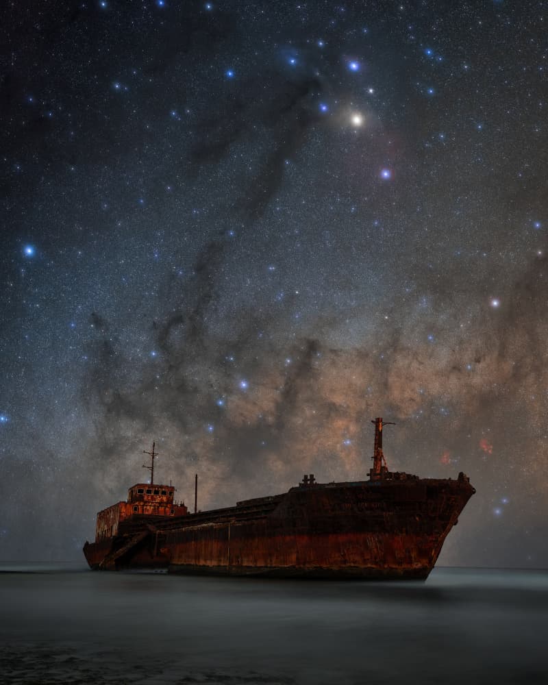 Abandoned Ship Milky Way by Vikas Chander — canvas wall art