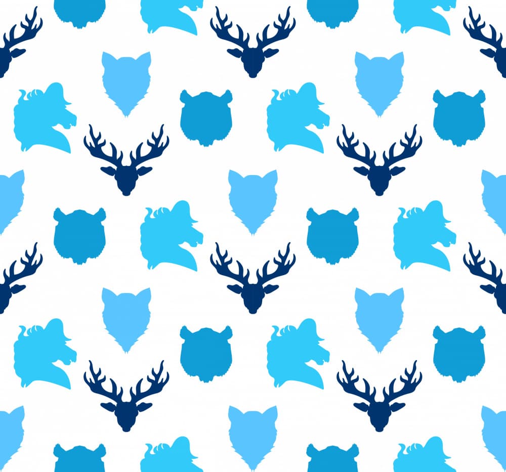 Blue Animal Silhouettes Pattern by Marika Barsrsind — canvas wall art